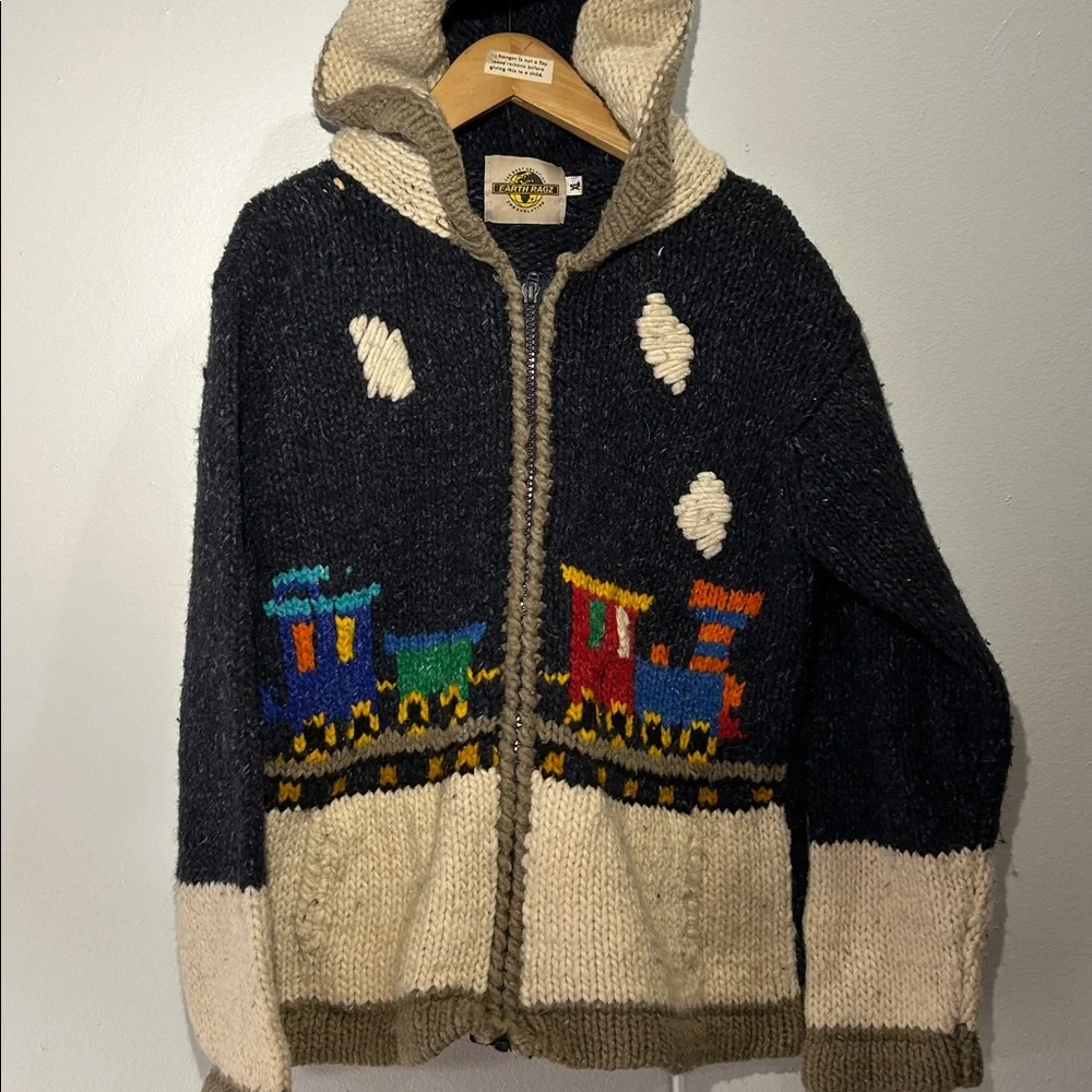 Earth Rugs wool sweater hooded jacket K00057